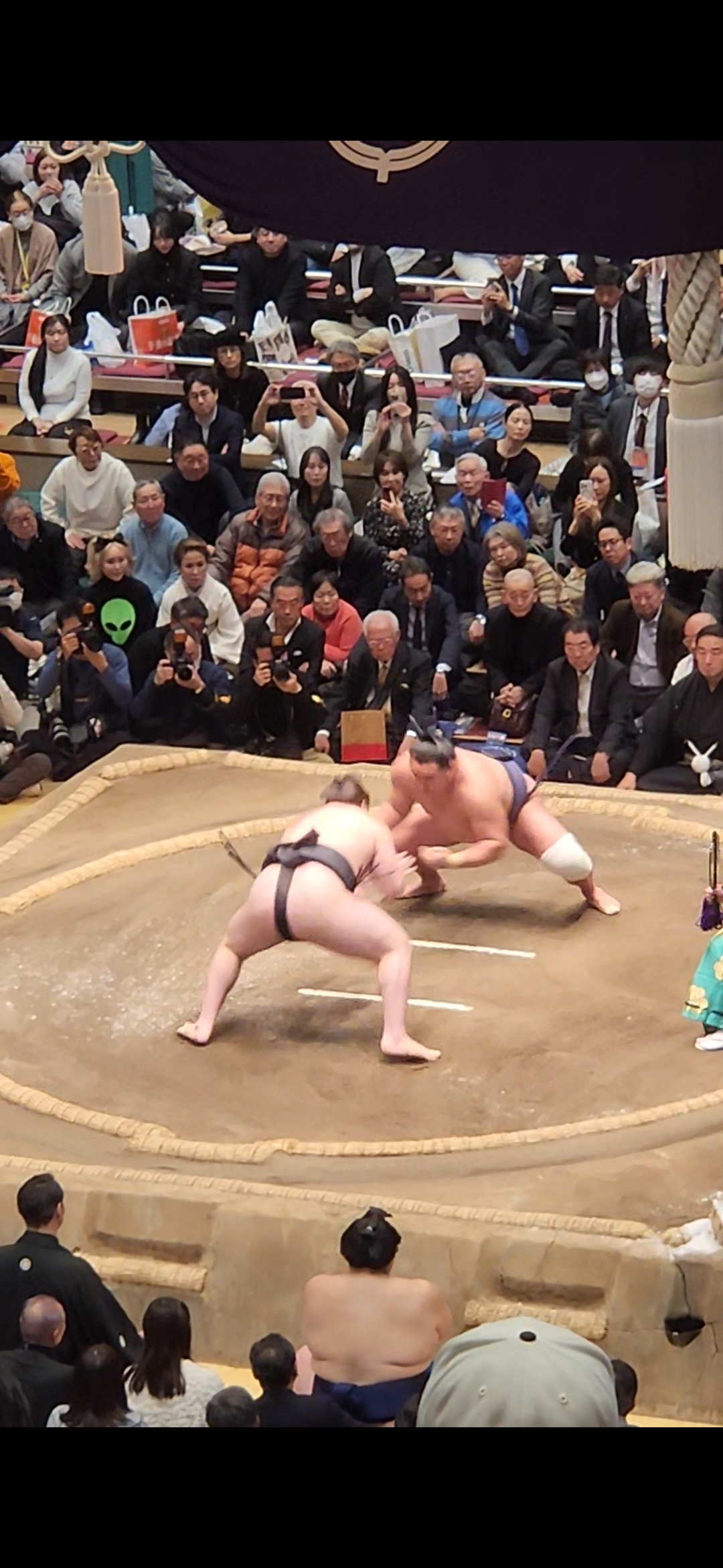 Sumo close-up match scene